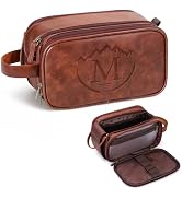 Personalized Travel Toiletry Bag for Men, Engraved Initials Waterproof PU Leather Toiletry Bag, L...