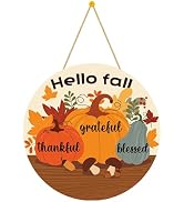 Fall Decorations for Home - Welcome Sign for Front Door,Rustic Round Wood Wreaths for Outdoor,Map...