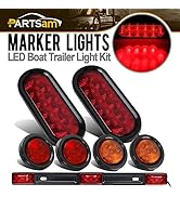 Partsam 12v LED Truck Trailer Light Kit Waterproof,2x 6" Oval Red Stop Turn Tail Brake Lights+14....