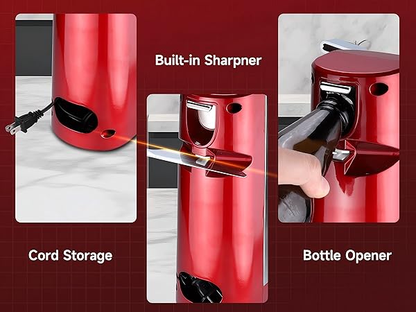 NK-0729 Built-in Knife Sharpener Bottle Opener Included Cord Storage Non-Slip Base for Stability
