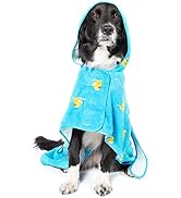 Barkbox Premium Absorbent Hooded Dog Bathrobe Towel - Quick Drying Pet Towel for Bath & Beach Tri...