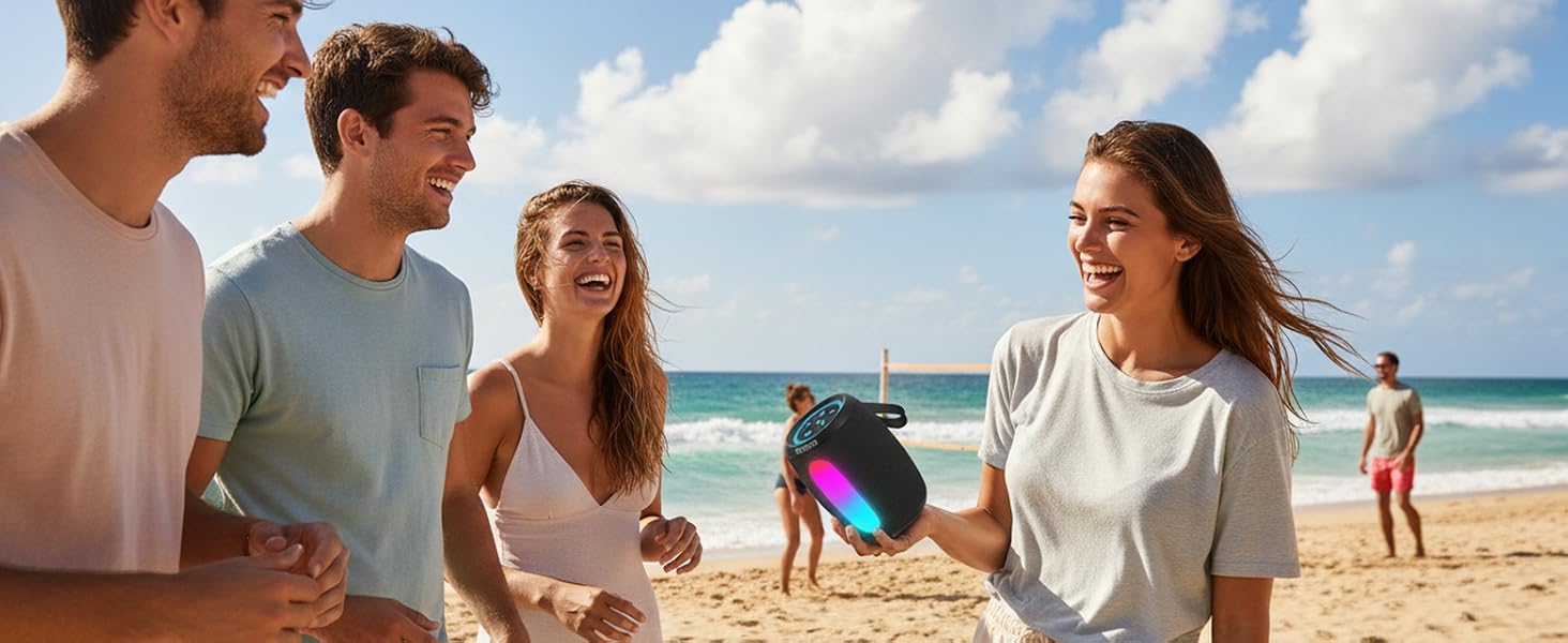This wireless Bluetooth Speaker is a small beach speaker with powerful loud sound