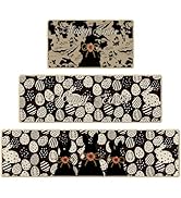 InIsaJace Easter Kitchen Mats Set of 3, Black Bunny Egg Kitchen Rugs Non Slip for Floor, Easter D...