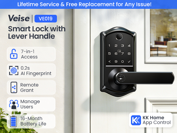 smart door lock deadbolt with handle