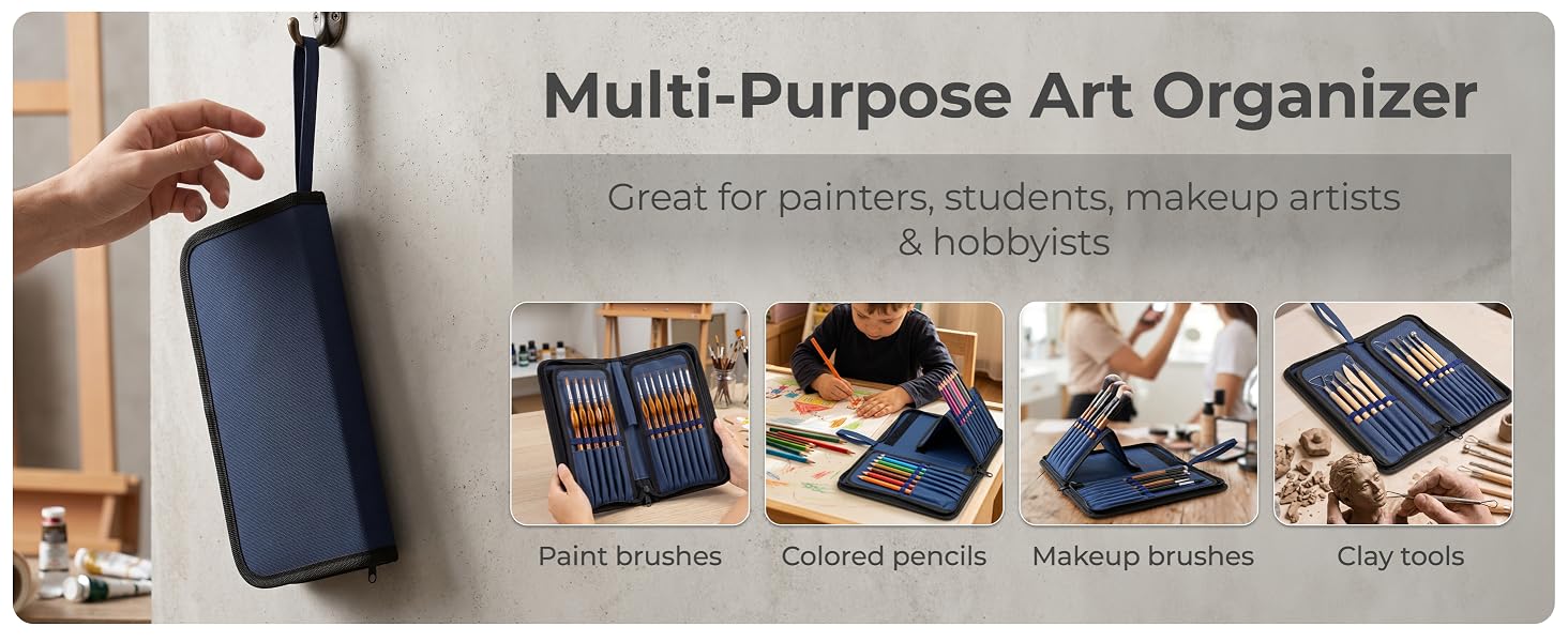 Zippered Travel Paint Brush Case