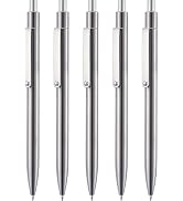 LINFANC 5 Pcs Gel Pens Ballpoint Medium Point 0.7mm Metal Pen, Black Ink Pens for Journaling Scho...