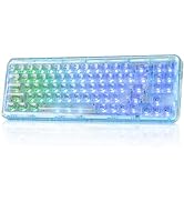 YUNZII X71 Transparent Mechanical Keyboard with Clear Keycaps, BT5.0/2.4G/USB-C Gaming Keyboard 6...