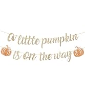 Alynta Pre-Strung A Little Pumpkin Is On The Way Banner NO DIY Fall Pumpkin Baby Shower Banner Ga...