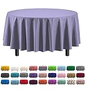 Exquisite 12-Pack Premium Plastic Tablecloth 84in. Round Table Cover - Lavender