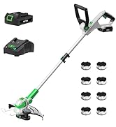 SOYUS Weed Wacker Battery Operated, 12 Inch String Trimmer Cordless, 20V Weed Wacker Electric wit...