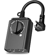 BN-LINK Outdoor Light Timer with Dusk to Dawn Sensor, Weatherproof Dual Grounded Outlets for Chri...