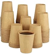 Kuerqi Paper Cups, 100 Pack 8 Oz Kraft Disposable Cups, Paper Coffee Cups 8 Oz, Hot Cups Water Cu...