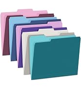 SUNEE File Folders Letter Size Vintage Colors, 100 Pack Manilla Folders 8.5 x 11 1/3-Cut Tabs, Co...