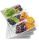 Lifewit Serving Tray Divided for Party Supplies, 4 PCS 15" x 10" Plastic Platters for Serving Foo...