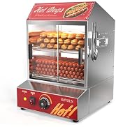 ROVSUN 31.7QT/30L Hot Dog Steamer, 2-Tier Hot Dog Hut Steamer with 175 Hot Dogs & 40 Buns Capacit...