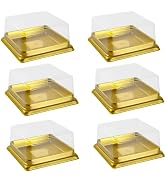 50 Pack of Gold Cake Pans,bottom 3 inch X height 1-1/2 Clear plastic mini cake box muffins cookie...