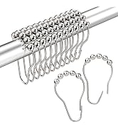 MitoVilla Stainless Steel Shower Curtain Hooks Rings, Nickel Shower Hooks for Shower Curtain Line...