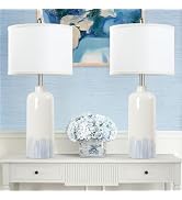 Sucolite 26" Ceramic Table Lamps Set of 2, Coastal Living Room Table Lamps with White Fabric Shad...