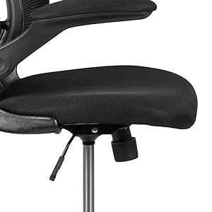Mid-Back Black Mesh Ergonomic Drafting Chair with Adjustable Foot Ring and Flip-Up Arms