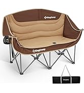 KingCamp Double Camping Chair, Oversized 660lbs Heavy Duty Loveseat for Adults Portable Folding X...