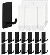 14 Pcs Towel Hooks with Removable Strips for Hanging, Adhesive Wall Heavy Duty, Outdoor No Damage...