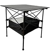 LEADALLWAY Folding Camping Table with Large Storage and Carrying Bags,28x28x28inchs