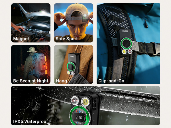Compact EDC flashlight with magnetic base, clip, and lanyard hole for multi-purpose hands-free use