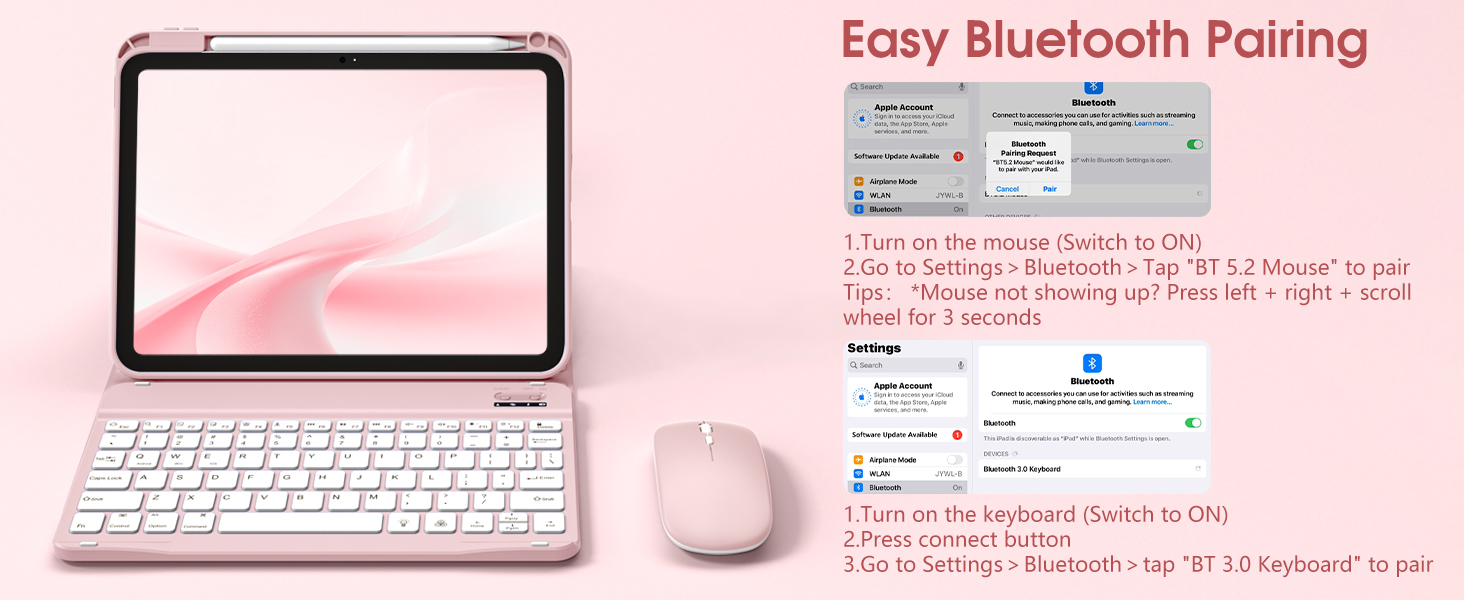 Easy Bluetooth Pairing - teclado para ipad a16