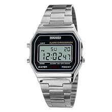 silver men digital watch
