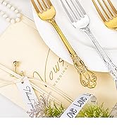Joyido 30PCS Gold Plastic Forks - 8.1inch Gold Forks Disposable - Vintage Heavy Duty Dessert Fork...