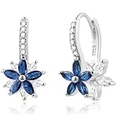 Watforsh 925 Sterling Silver Flower Earrings for Women Leverback Earrings with Crystal Double Flo...