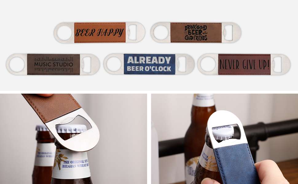 beer opener cute funny leather bottle opener bulk blank stainless steel opener with leather handle