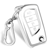 MILD EAST Car Key Cover for Toyota, Soft TPU Key Fob Cover Compatible With Rav4 Camry Fortuner Tu...