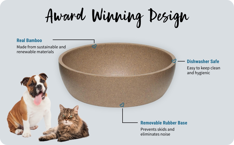 Award Winning Design - Real Bamboo, Dishwasher Safe, & Removable Rubber Base