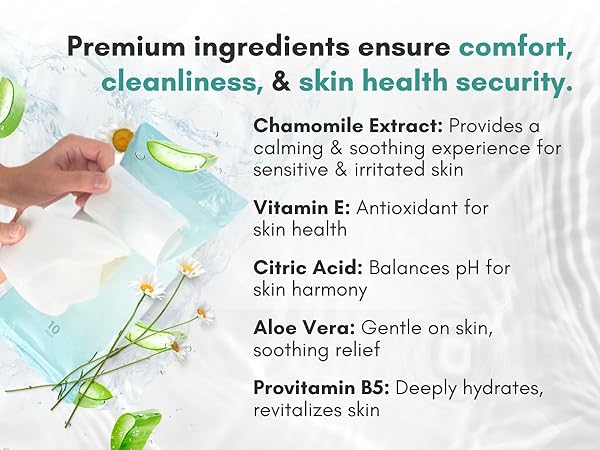 premium ingredients for premium elderly care. Hypoallergenic wipes for elderly