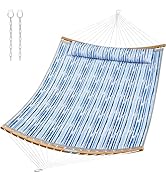 SUPERJARE 12 FT Quilted Fabric Hammock with Detachable Pillow, 2 Person Hammock with Spreader Bar...