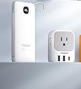 Portable Charger with Built in Cables,TESSAN 10000mAh Power Bank Fast Charging with Foldable Wall...