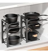 MUDEELA 2 Pack Pots and Pans Organizer under Cabinet, 4-Tier Heavy Duty Pan Organizers inside Cab...
