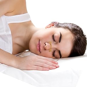 Person Sleeping and Wearing Nose Strip