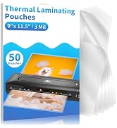 Clear Thermal Laminating Pouches – 9 x 11.5 Inch, 3 mil Thick (50 Pack) – Professional-Grade Lami...