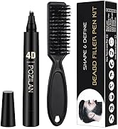 Beard Pencil Filler For Men Dark Brown with Bristle Beard Brush, Water Proof Micro-Fork Tip Beard...