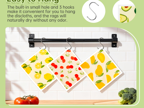 Swedish Dish Towels with Hole and Hooks