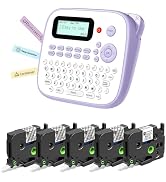 EazeID D210S Label Maker Machine with 5PK Clear Tapes Waterproof, Portable Labeler with Keyboard ...