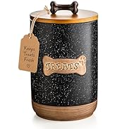 Miamolo Dog Treat Container Airtight Ceramic Dog Treat Jar with Wooden Lid, 8 Cups Dog Food Stora...