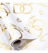 RUSPEPA Anniversary Wrapping Paper Roll, Mini Roll, Gold Foil We Still Do Design with Wedding Rin...