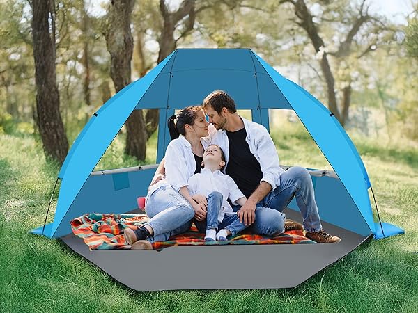 family beach tent sun shelter skyblue