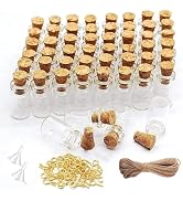 Sxminer 0.5ml Mini Small Glass Bottles with Cork Stoppers Tiny Glass Jars 20 Meters Twines Eye Sc...