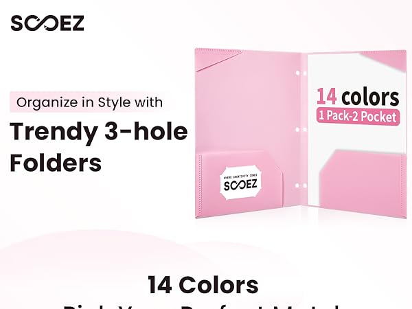 pocket folder for 3 ring binder with 14 colors