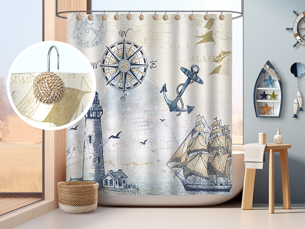 farmhouse shower curtain hooks