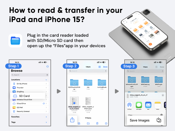 steps for connecting the SD card reader to your devices